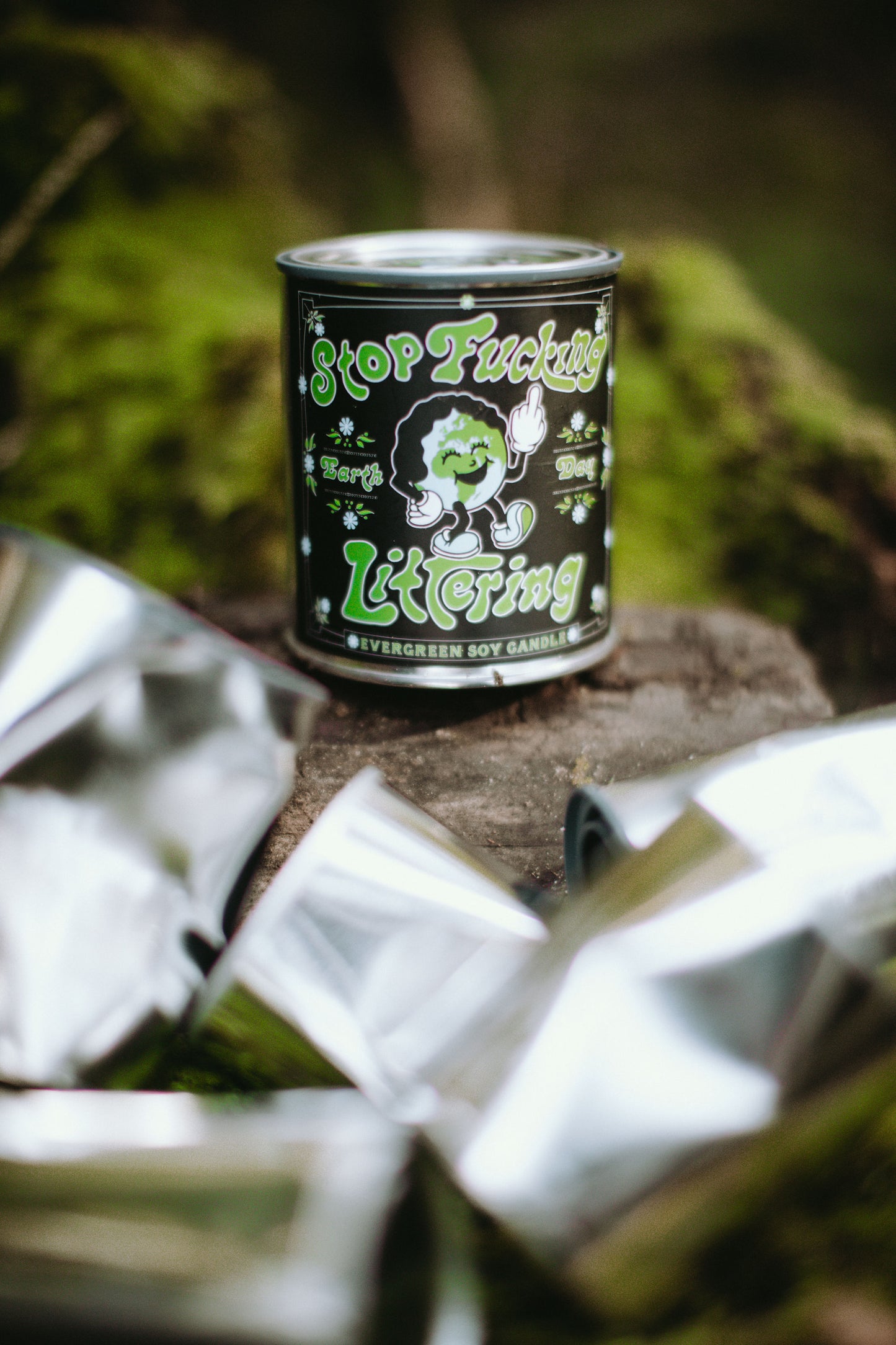 'Stop Littering' Earth Day Candle