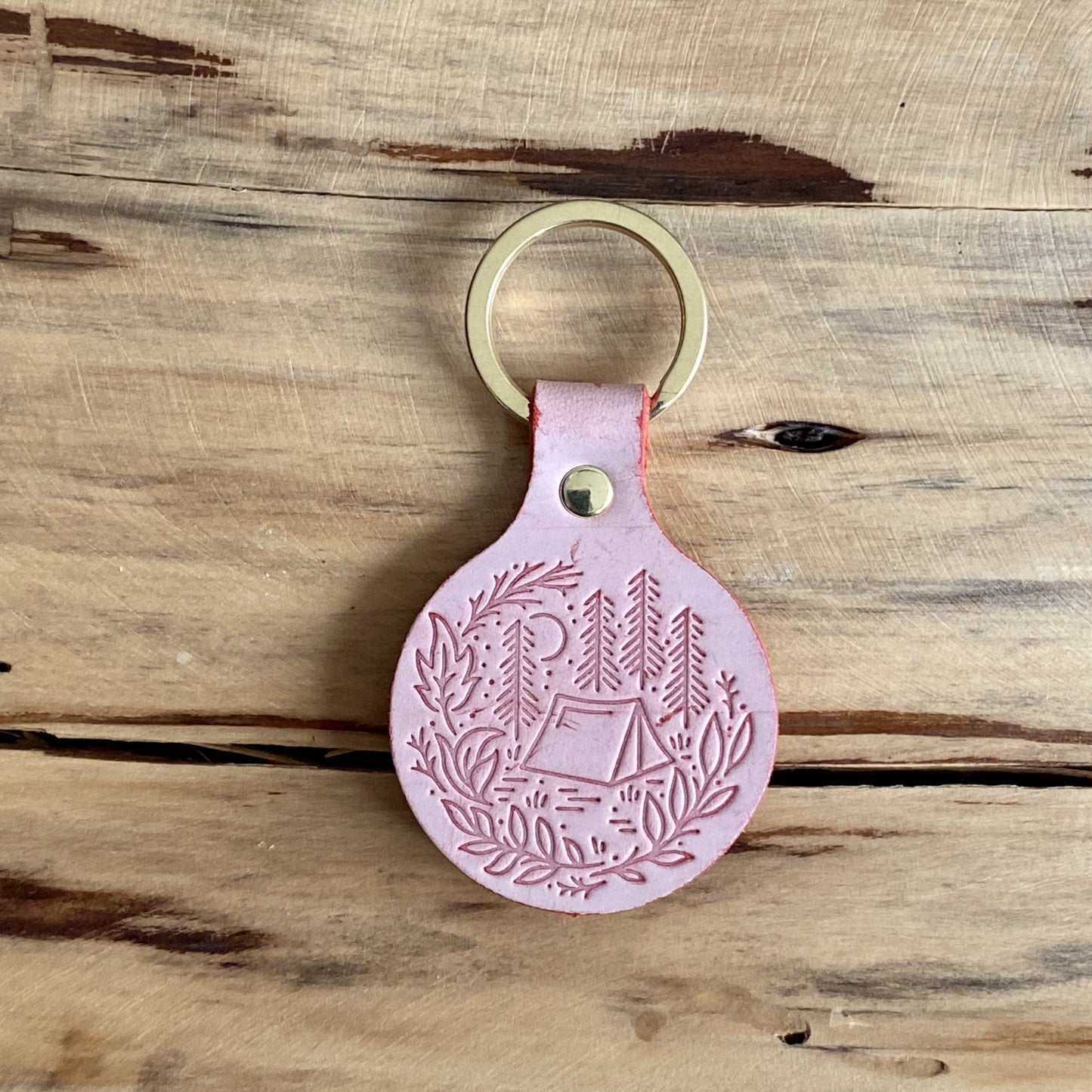 Trailside Red Leather Keychain