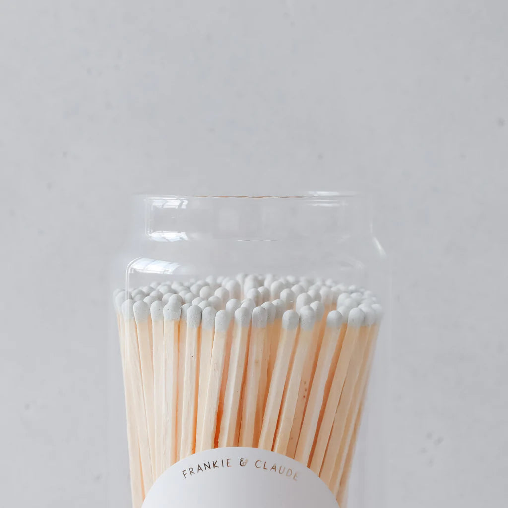 Fireplace Match Jar - Light Grey