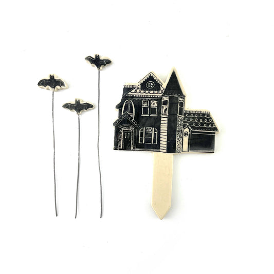 Spooky Haunted House Plant Markers