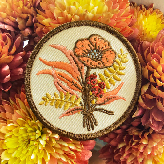 Floral Embroidered Patch, Iron on Patch
