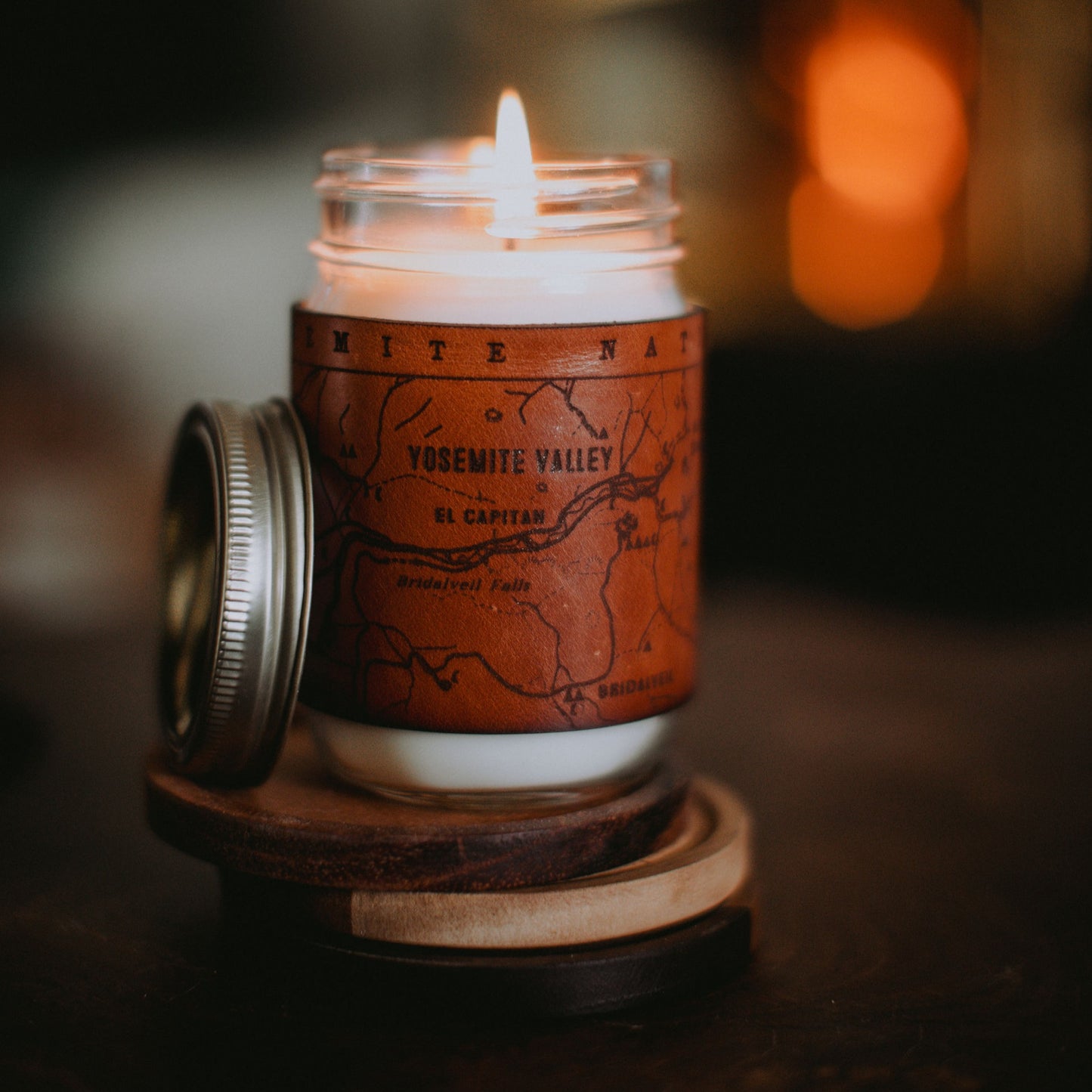 Heritage Park Maps Leather Candle