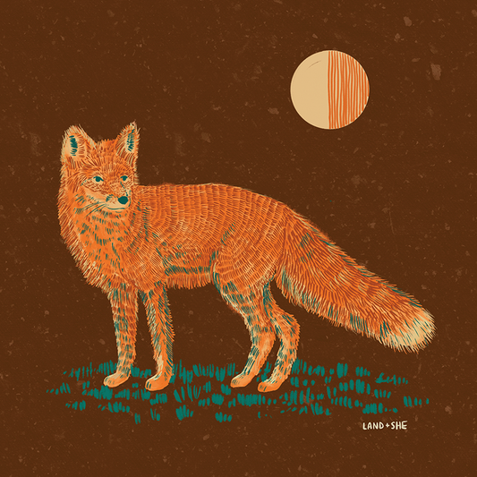 8" x 8" Moonlit Fox Print