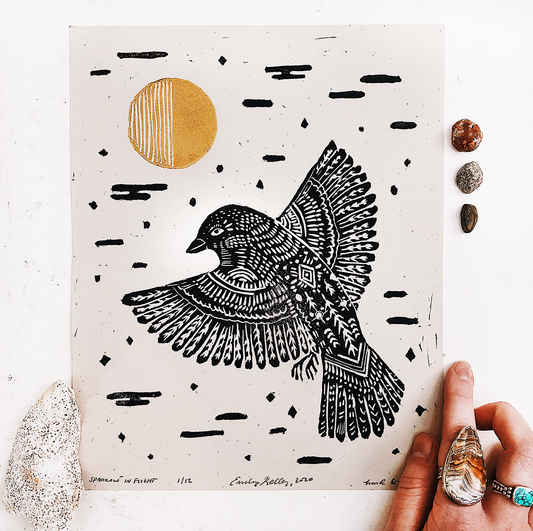 8" x 10" Sparrow In Flight Print