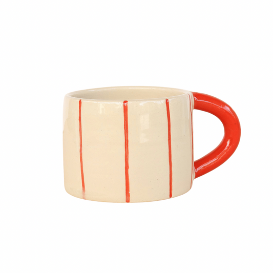 Handmade Ceramic Mug - Red Stripes