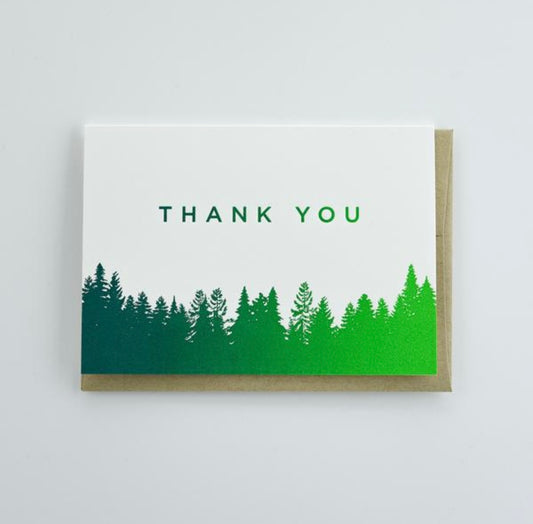 Thank You Split Ink Trees Greeting Card