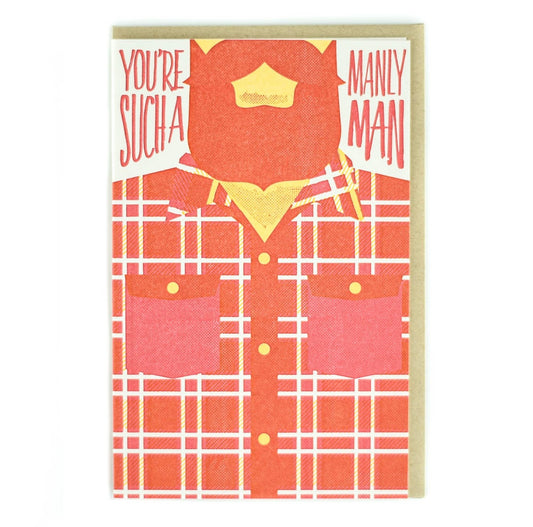 Manly Man Flannel Greeting Card